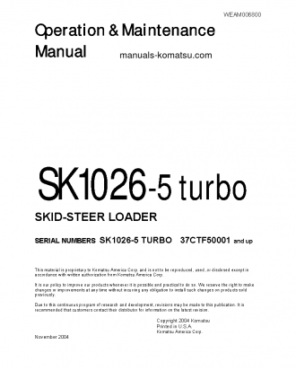 SK1026-5(ITA) S/N 37CTF50001-UP Operation manual (English)