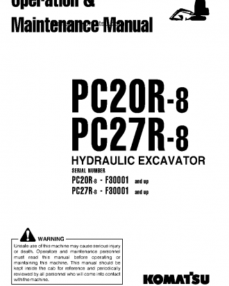 PC20R-8(ITA) S/N F30001-UP Operation manual (English)
