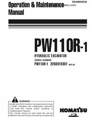 PW110R-1(ITA) S/N 2260010301-UP Operation manual (English)