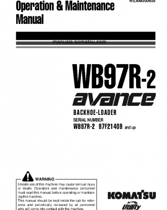 WB97R-2(ITA) S/N 97F21409-97F21557 Operation manual (English)