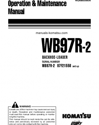 WB97R-2(ITA) S/N 97F21558-97F21751 Operation manual (English)