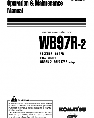 WB97R-2(ITA) S/N 97F21752-UP Operation manual (English)