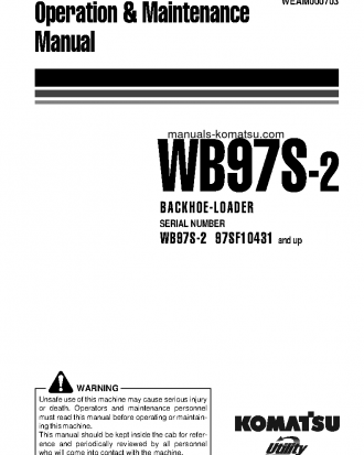 WB97S-2(ITA) S/N 97SF10431-97SF11204 Operation manual (English)