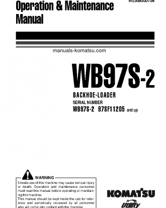 WB97S-2(ITA) S/N 97SF11205-97SF11372 Operation manual (English)