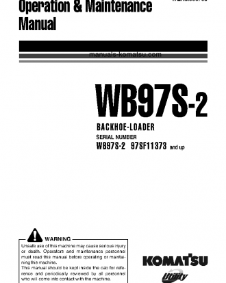 WB97S-2(ITA) S/N 97SF11373-97SF11640 Operation manual (English)