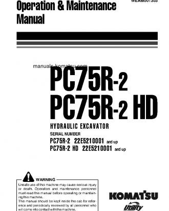 PC75R-2(ITA) S/N 22E5210001-22E5210499 Operation manual (English)