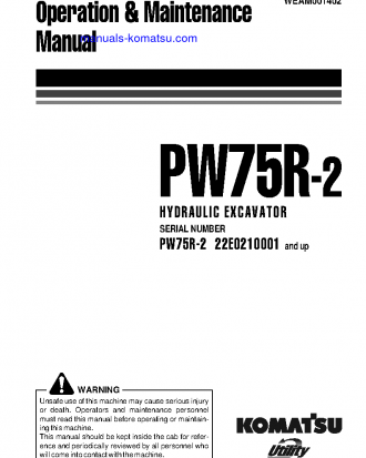 PW75R-2(ITA) S/N 22E0210001-22E0210019 Operation manual (English)