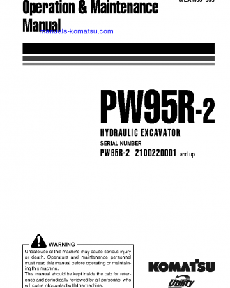 PW95R-2(ITA) S/N 21D0220001-21D0220078 Operation manual (English)