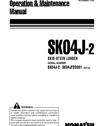 SK04J-2(ITA) S/N F20001-UP Operation manual (English)