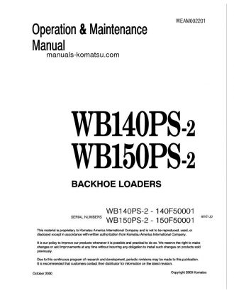 WB140PS-2(ITA) S/N 140F50001-UP Operation manual (English)