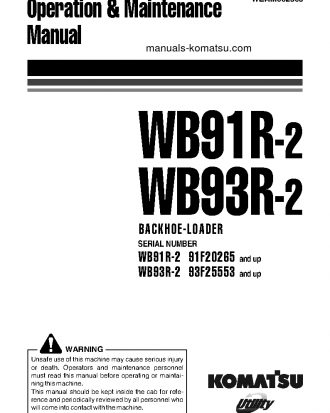 WB91R-2(ITA) S/N 91F20265-91F20325 Operation manual (English)