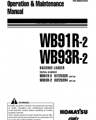 WB91R-2(ITA) S/N 91F20326-UP Operation manual (English)