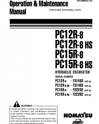 PC12R-8(ITA) S/N F31493-F33180 Operation manual (English)