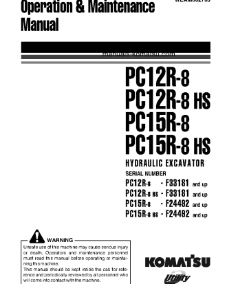 PC12R-8(ITA) S/N F33181-UP Operation manual (English)