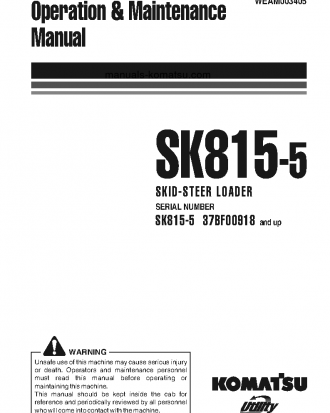 SK815-5(ITA) S/N 37BF00918-37BF00978 Operation manual (English)