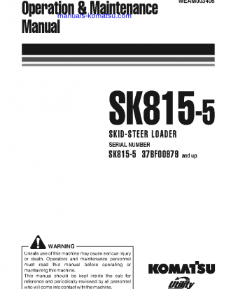 SK815-5(ITA) S/N 37BF00979-UP Operation manual (English)