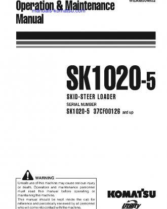 SK1020-5(ITA) S/N 37CF00126-37CF00137 Operation manual (English)