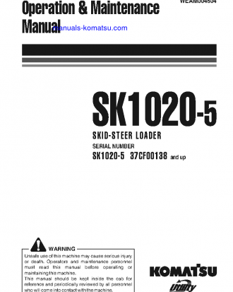 SK1020-5(ITA) S/N 37CF00138-37CF80017 Operation manual (English)