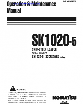 SK1020-5(ITA) S/N 37CF80018-UP Operation manual (English)