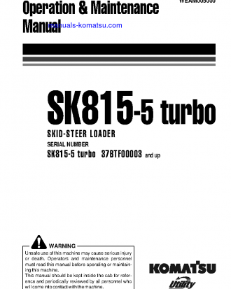 SK815-5(ITA)-TURBO S/N 37BTF00003-37BTF00223 Operation manual (English)