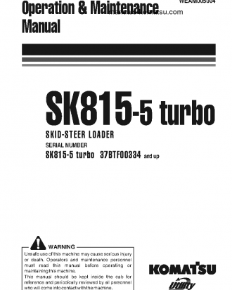 SK815-5(ITA)-TURBO S/N 37BTF00334-37BTF70072 Operation manual (English)