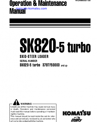 SK820-5(ITA) S/N 37BTF50003-37BTF50111 Operation manual (English)