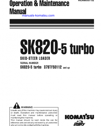 SK820-5(ITA)-TURBO S/N 37BTF50112-UP Operation manual (English)