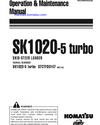 SK1020-5(ITA)-TURBO S/N 37CTF00147-37CTF00363 Operation manual (English)