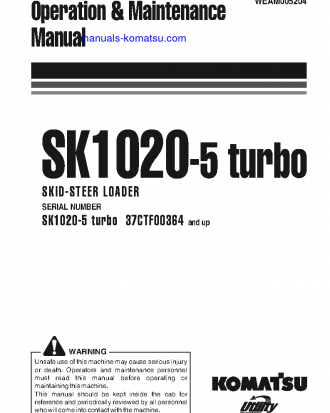 SK1020-5(ITA)-TURBO S/N 37CTF00364-37CTF00431 Operation manual (English)