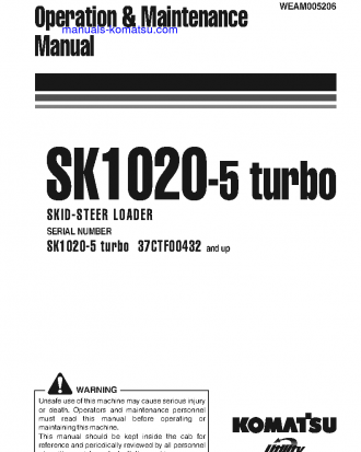 SK1020-5(ITA)-TURBO S/N 37CTF00432-37CTF00654 Operation manual (English)