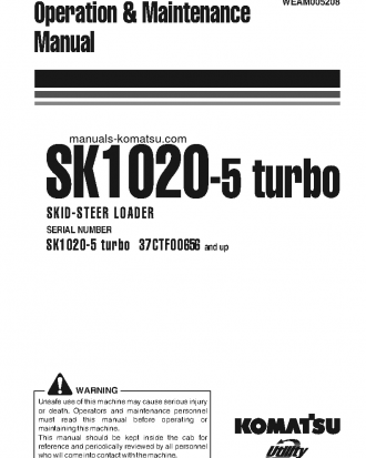 SK1020-5(ITA)-TURBO S/N 37CTF00655-UP Operation manual (English)