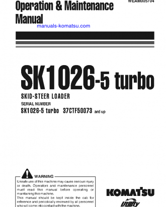 SK1026-5(ITA) S/N 37CTF50073-37CTF50082 Operation manual (English)