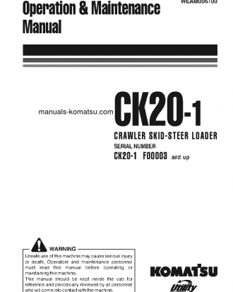 CK20-1(ITA) S/N F00003-UP Operation manual (English)