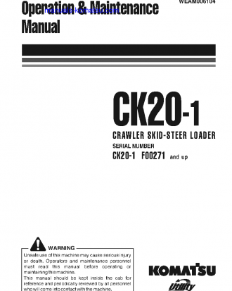 CK20-1(ITA) S/N F00271-UP Operation manual (English)