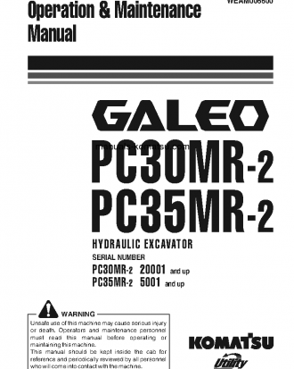 PC30MR-2(ITA) S/N 20001-UP Operation manual (English)