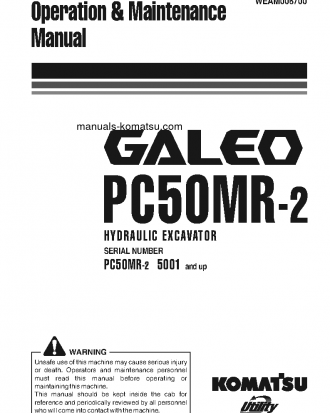 PC50MR-2(ITA) S/N 5001-UP Operation manual (English)