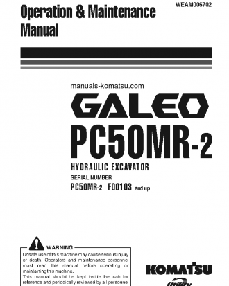 PC50MR-2(ITA) S/N F00103-F01081 Operation manual (English)