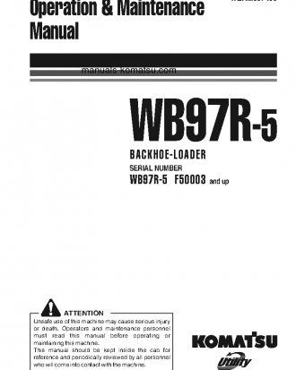 WB97R-5(ITA) S/N F50003-UP Operation manual (English)