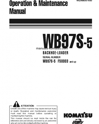 WB97S-5(ITA) S/N F00003-UP Operation manual (English)