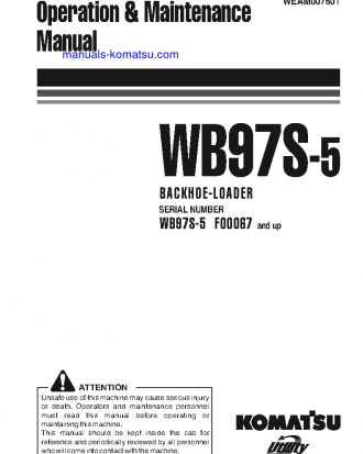 WB97S-5(ITA) S/N F00067-UP Operation manual (English)