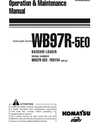 WB97R-5(ITA)-TIER 3 S/N F80154-UP Operation manual (English)