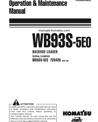 WB93S-5(ITA)-TIER 3 S/N F20426-UP Operation manual (English)