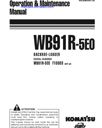 WB91R-5(ITA)-TIER 3 S/N F10003-UP Operation manual (English)