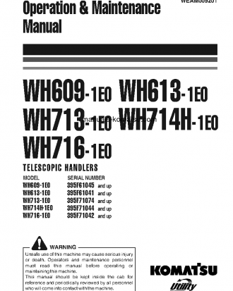WH714H-1(ITA)-TIER 3 S/N 395F71044-395F71137 Operation manual (English)