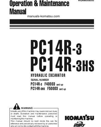 PC14R-3(ITA) S/N F50003-UP Operation manual (English)
