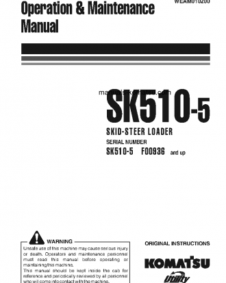 SK510-5(ITA) S/N F00936-UP Operation manual (English)