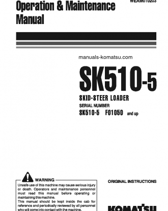 SK510-5(ITA) S/N F01050-UP Operation manual (English)