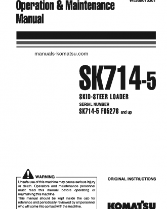 SK714-5(ITA)-/ S/N F05278-UP Operation manual (English)