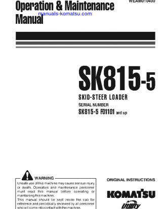 SK815-5(ITA) S/N F01101-UP Operation manual (English)