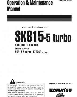 SK815-5(ITA)-TURBO S/N F70366-UP Operation manual (English)